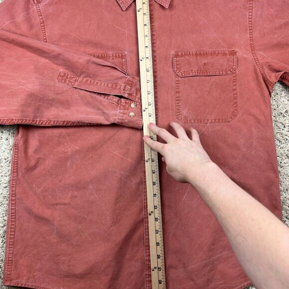 L.L. Bean Men's Size Medium REG 0FCW7 Cotton Button Front Shirt Acid Wash Orange - Picture 5 of 9